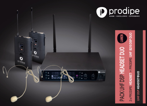 [PROUHFHEADSETDUO] Prodipe PROUHFHEADSETDUO | Sistema wireless UHF 2x50 frequenze, con due microfoni ad archetto inclusi