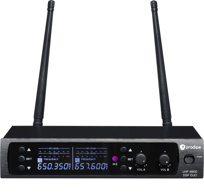 Prodipe PROUHFM850DUO | Sistema wireless UHF 2x100 frequenze, con due microfoni palmari inclusi