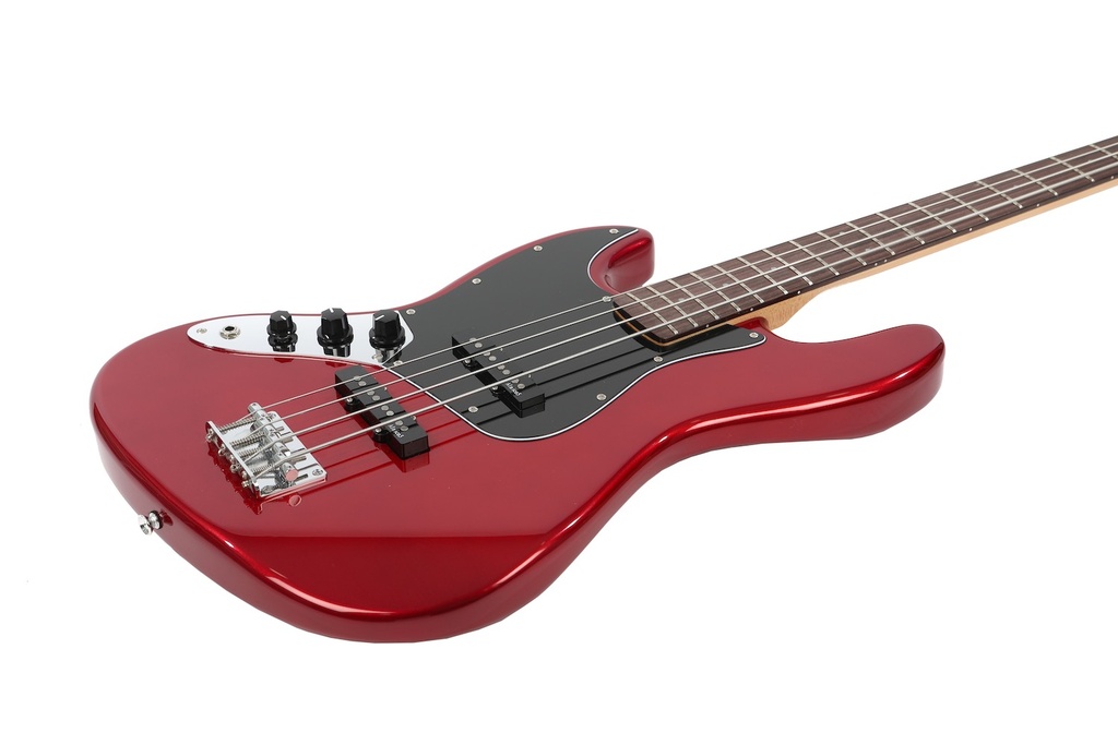 Prodipe JMFJB80LHRACAR | Basso elettrico 4 corde mancino, modello JB, colore candy red
