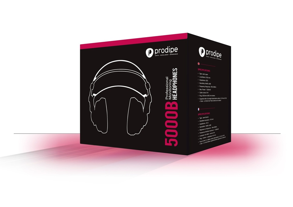 Prodipe 5000B | Cuffie professionali per monitoraggio, colore nero