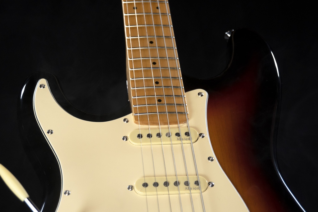 Prodipe JMFST80LHMASB | Chitarra elettrica mancina, stile strato, SSS, colore sunburst
