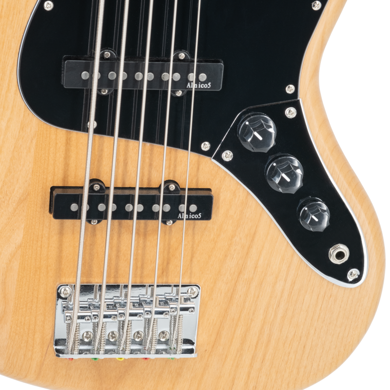 Prodipe JMFJB90MAALDER5C | Basso elettrico 5 corde, modello JB, ontano, natural