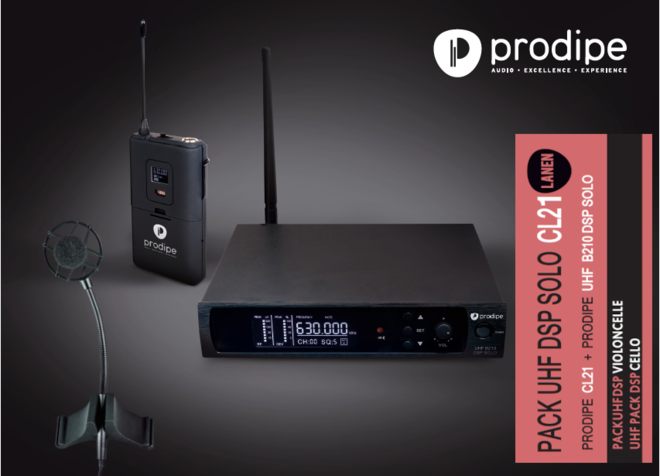 Prodipe PROUHFCL21DSPPAK | Sistema wireless UHF con, DSP, body pack e microfono per violoncello CL21