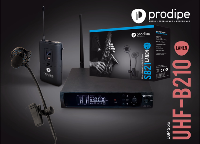 Prodipe PROUHFSB21DSPPAK | Sistema wireless per sassofono, con DSP, body pack e microfono per sax SB21