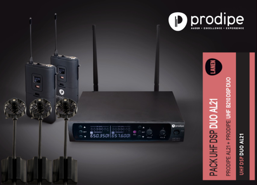 [PROUHFAL21DUOPAK] Prodipe PROUHFAL21DUOPAK | Sistema wireless per fisarmonica, con DSP, 2 body pack e tre microfoni per fisarmonica AL21