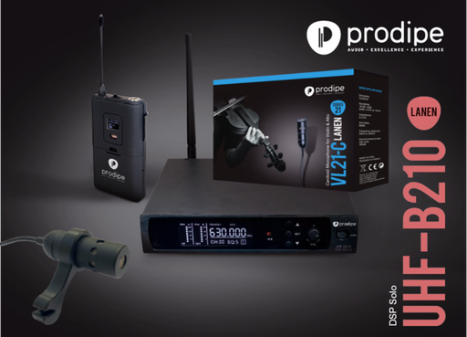 [PROUHFVL21DSPPAK] Prodipe PROUHFVL21DSPPAK | Sistema wireless per violino o viola, con DSP, 1 body pack e 1 microfono per violino o viola VL21C